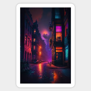 Cyberpunk Amsterdam Streets Sticker